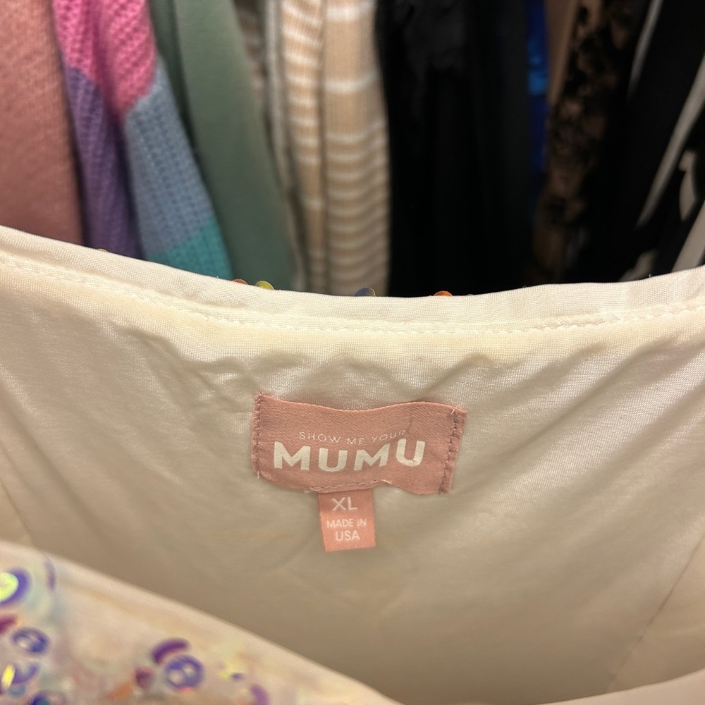 Show Me Your Mumu Eden Midi Dress in White Sparkle Sequin XL - Picture 8 of 8